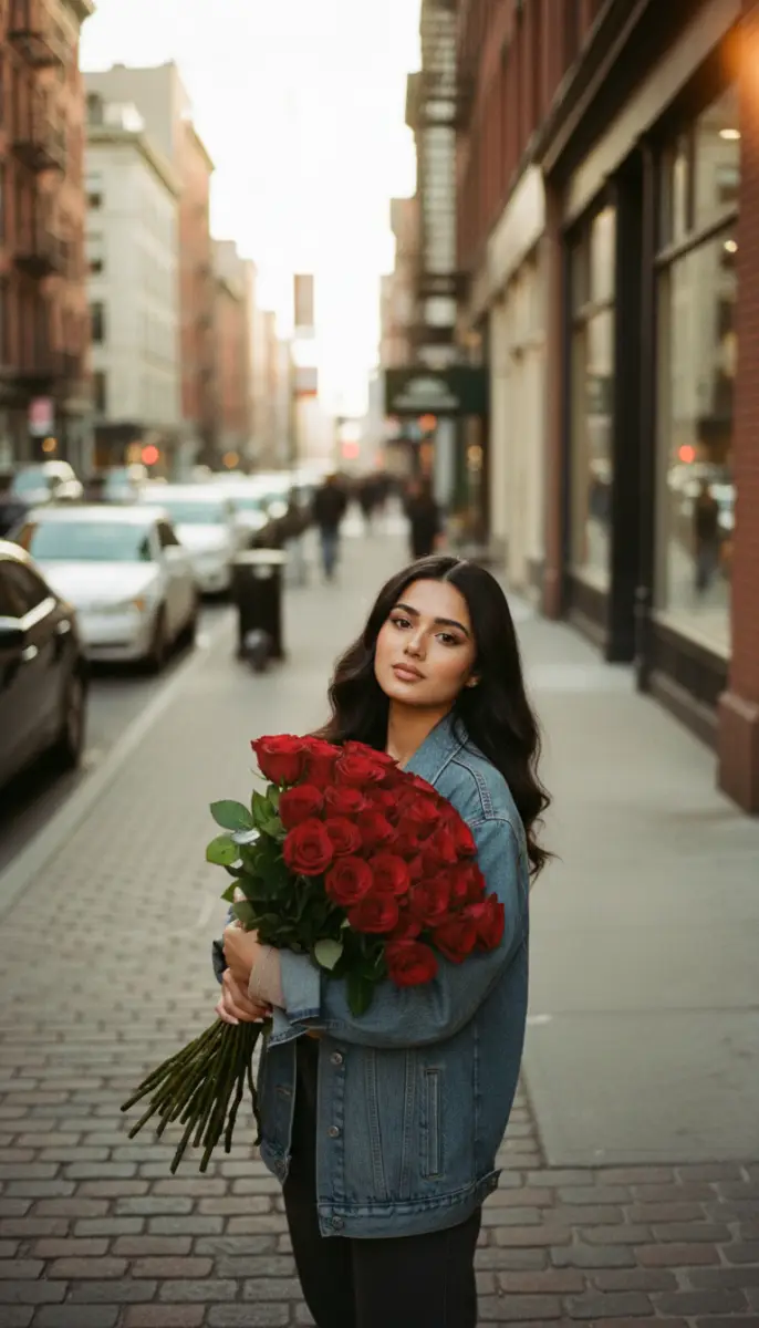 Cinematic Street Rose Portrait