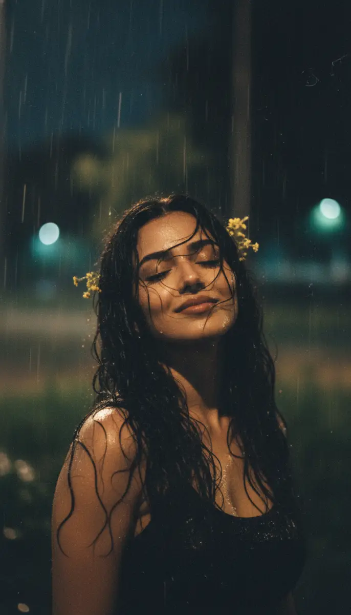 Moody Rain, Vintage Night Portrait