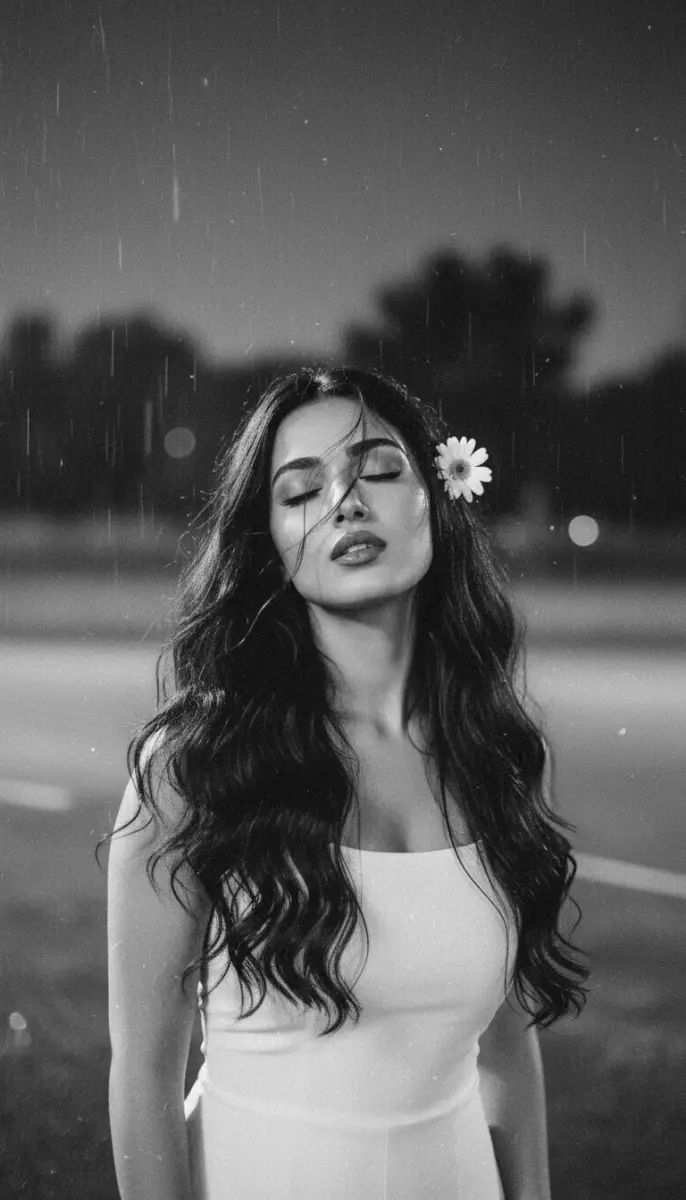 Retro Rainy Dreamer Portrait