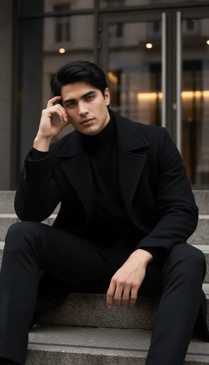 Cinematic Urban Presence in Black