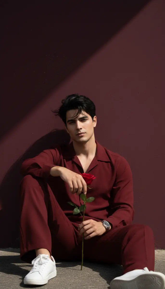 Wine-Colored Retro Romantic Portrait