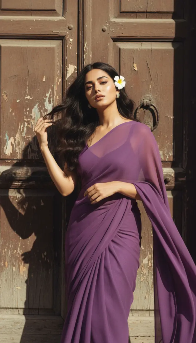 Moody 90s Saree Cinematic Portrait