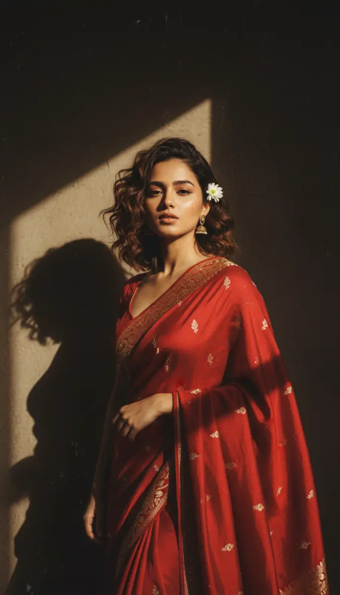 Retro Saree Baddie: Cinematic Mood