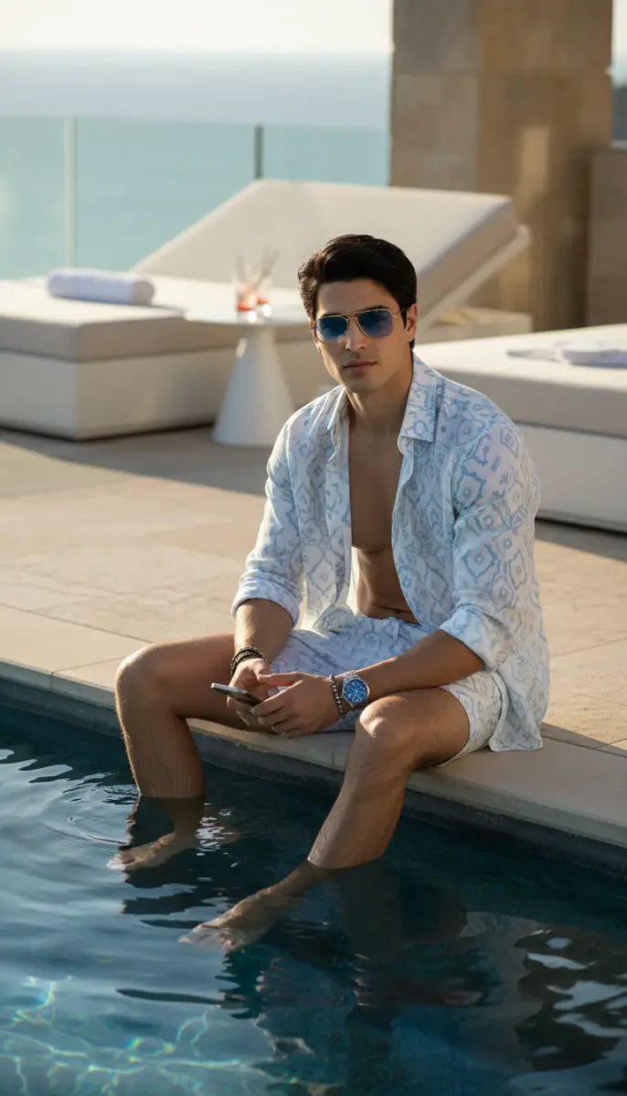 Luxury Poolside Style Portrait