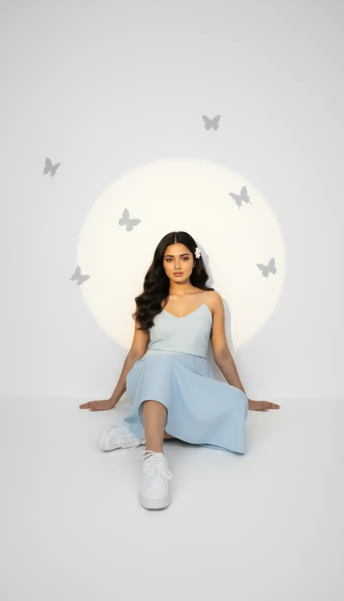 Serene Butterfly Studio Portrait