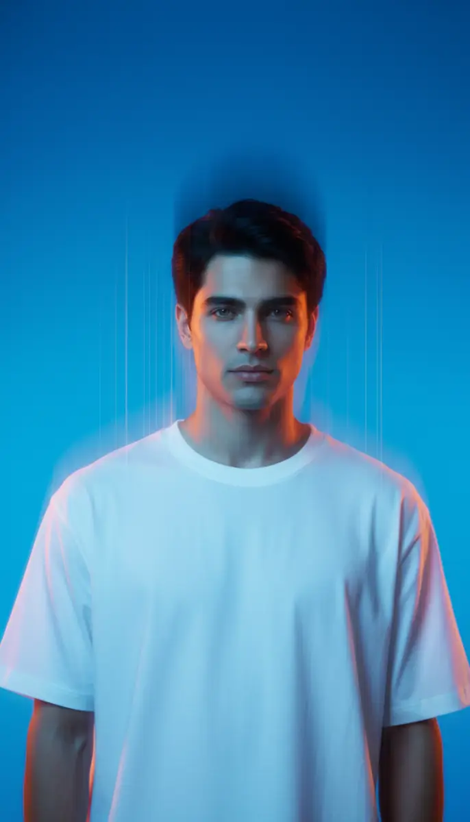 Azure Glitch Motion Portrait