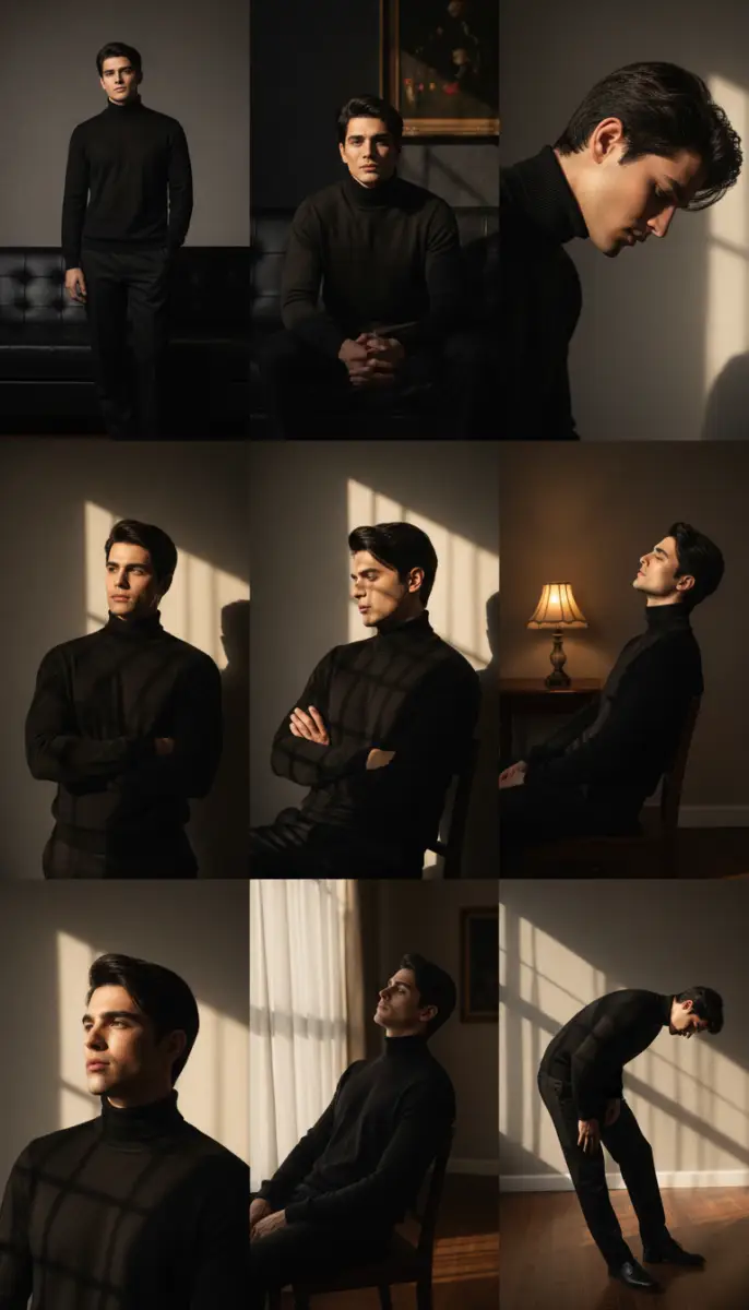 Dramatic High-Contrast Menswear Lookbook in Black Turtleneck
