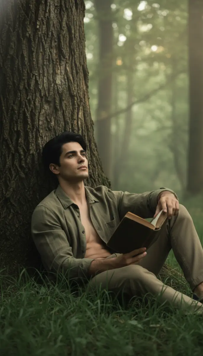 A Pensive Reader in the Mist-Shrouded Forest
