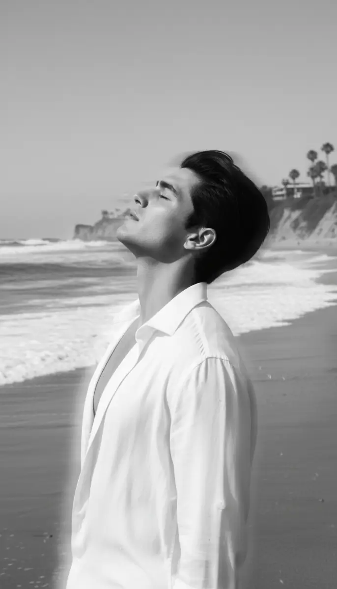 Serene Profile Portrait on the Beach