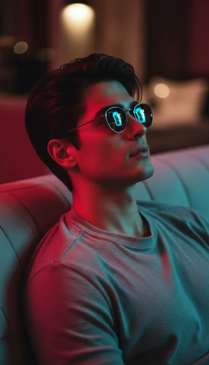 Neon Nights Portrait in Sunglasses