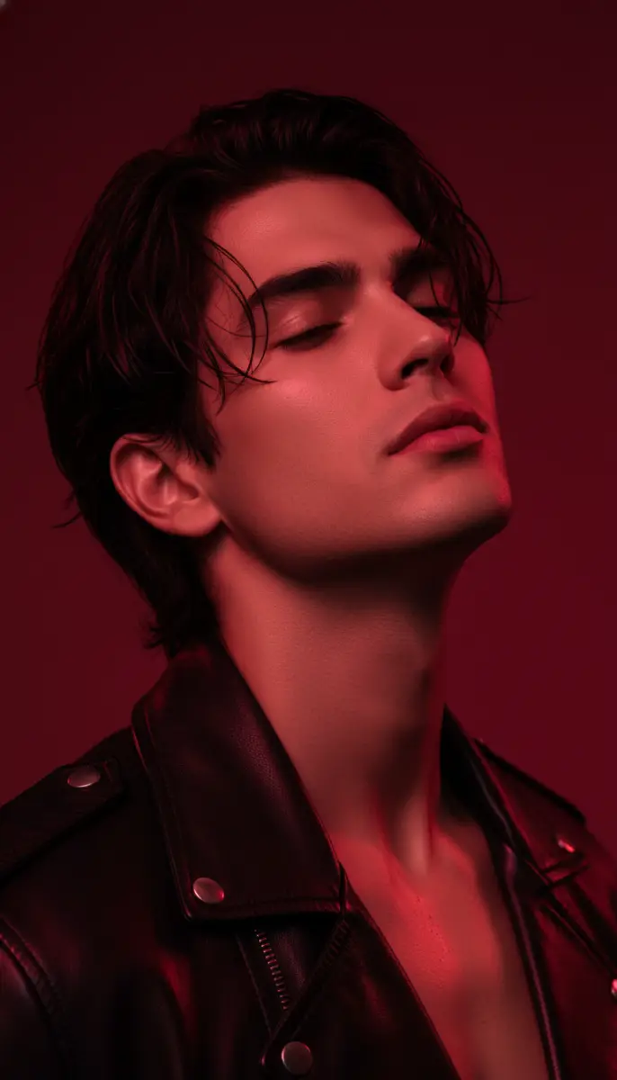 Dramatic Portrait of Man in Red Light