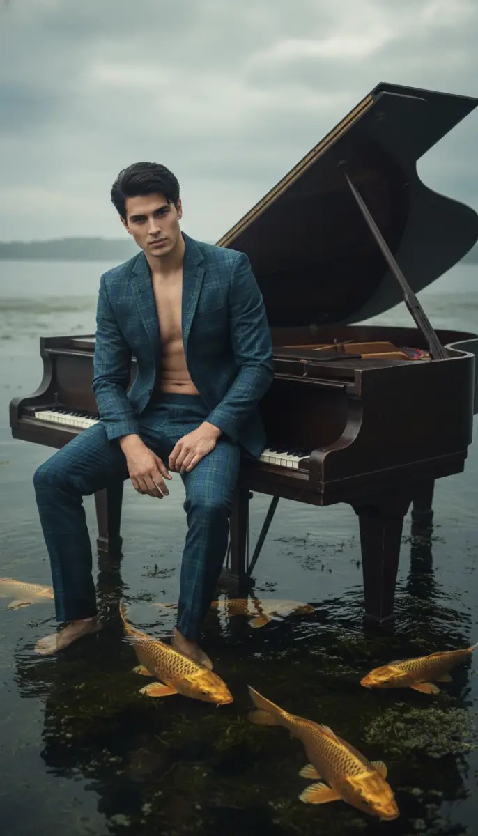 The Submerged Pianist and the Golden Koi