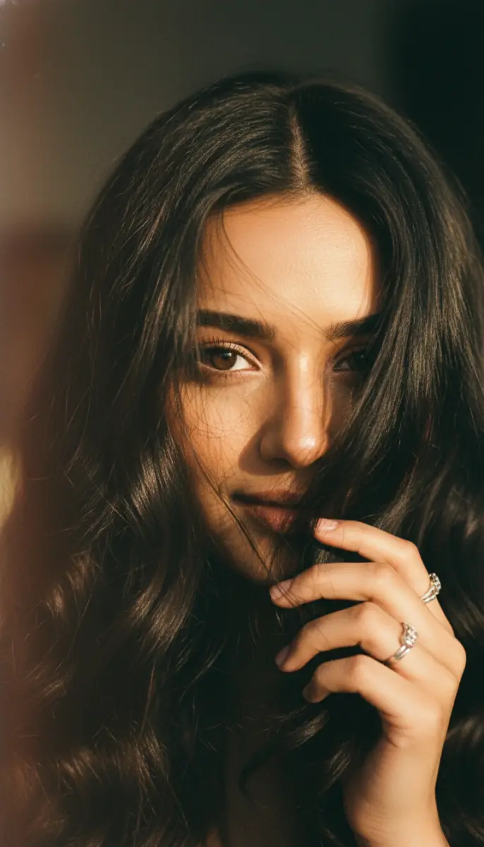 Captivating Portrait with Golden Hour Shadows