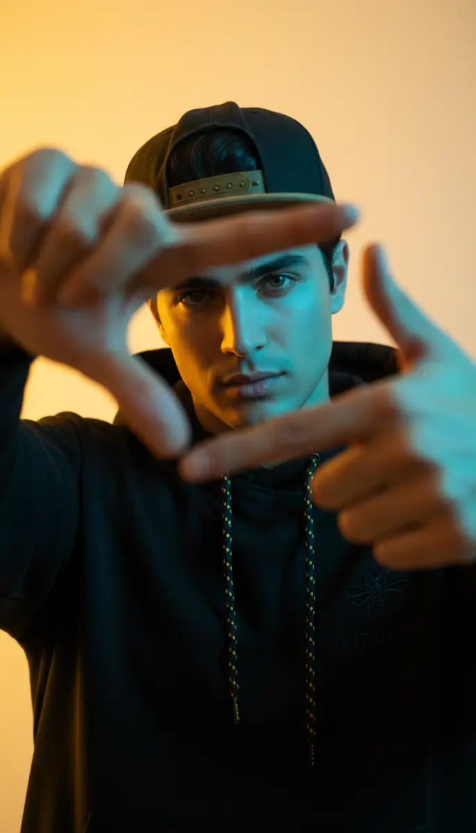 Dramatic Split Light Portrait with Hand Frame