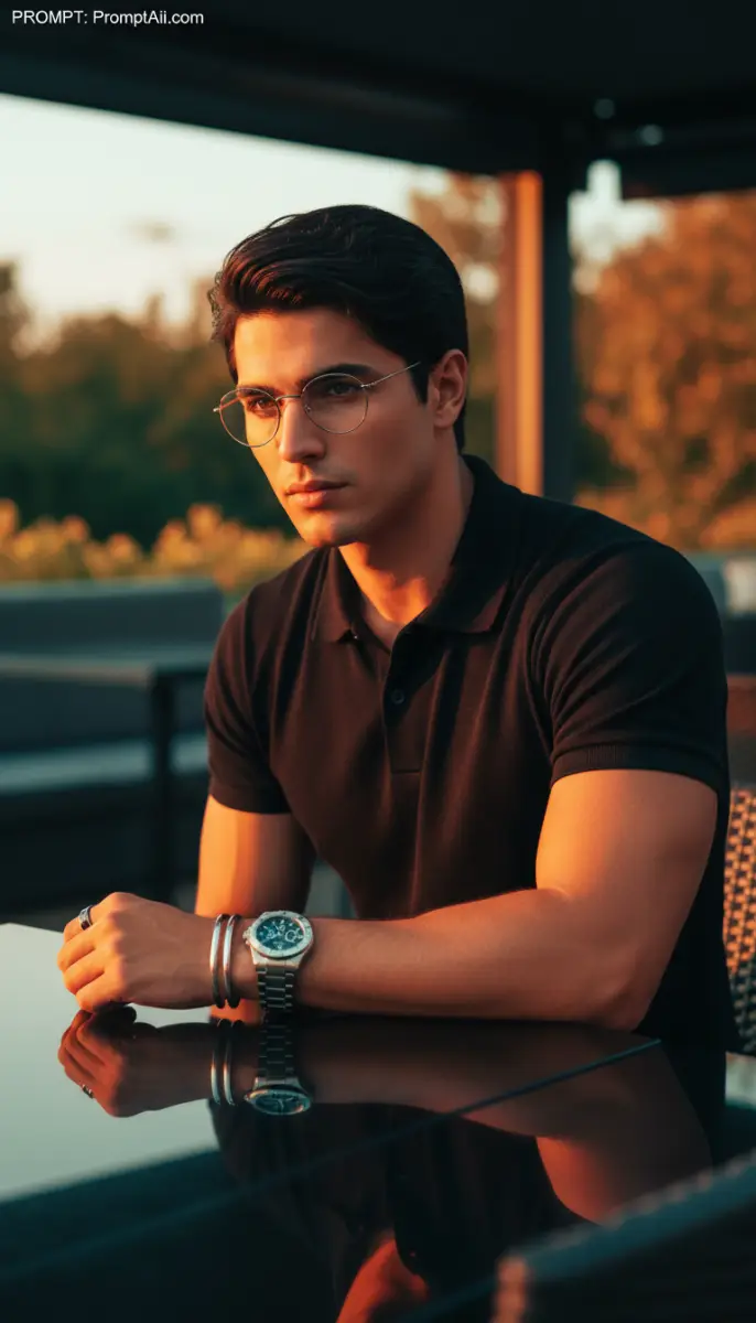 Golden Hour Portrait of a Stylish Man in Glasses