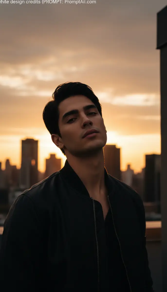 Golden Hour Portrait of Handsome Man on Rooftop
