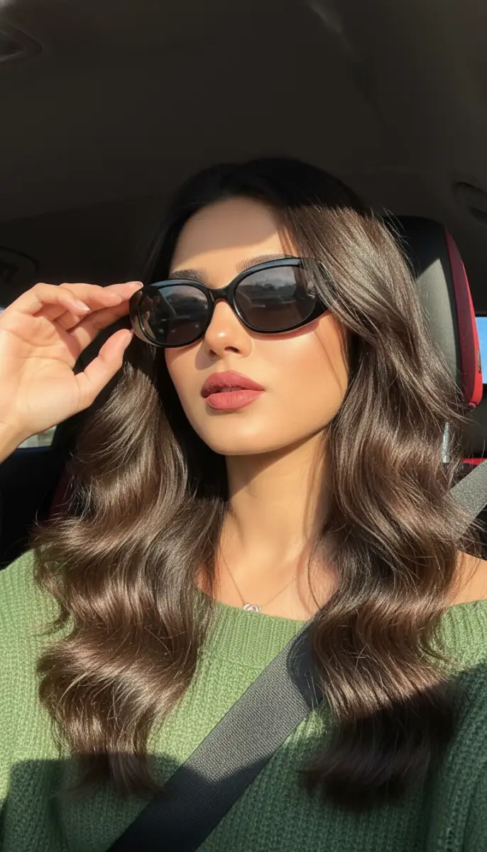 Stylish Woman Adjusting Sunglasses in Golden Sunlight