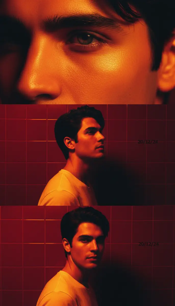 Dramatic Triptych Portrait in Warm, Cinematic Lighting