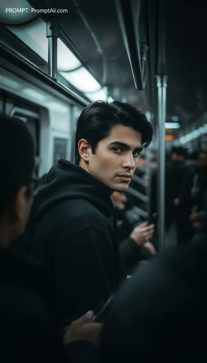 Moody Portrait on the Subway