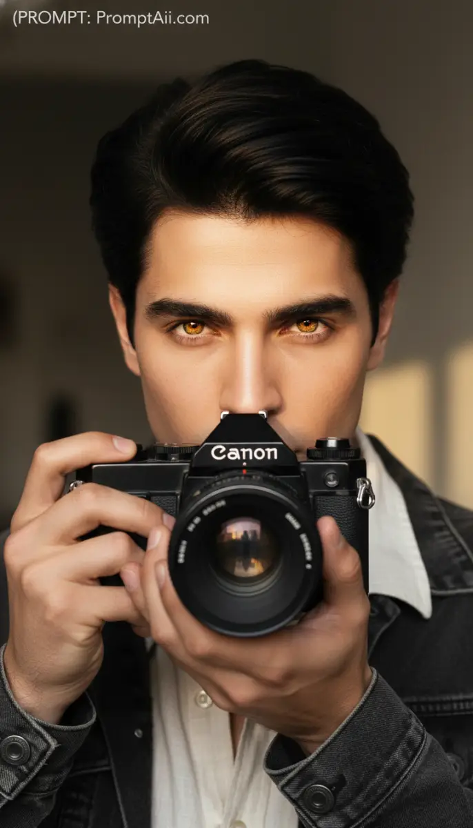 Man with Canon SLR Camera