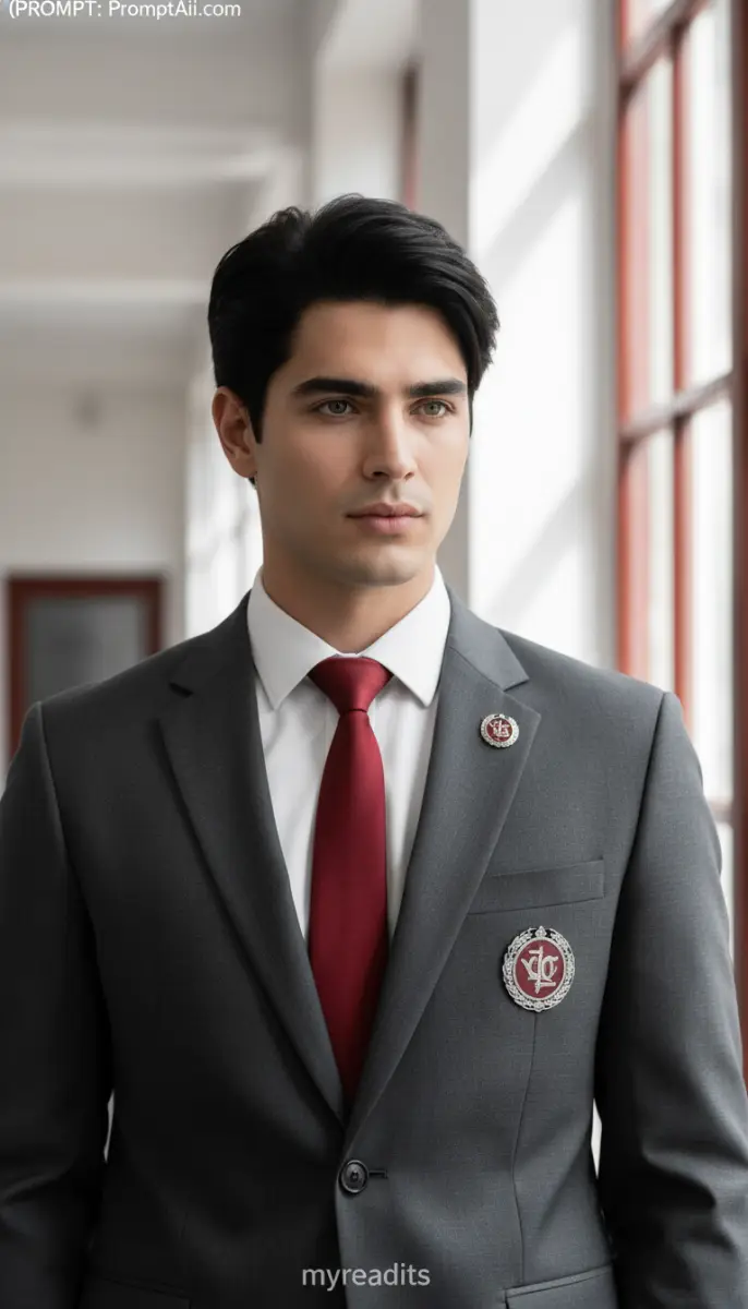 Impeccable Portrait of a Young Man in Formal Gray Suit and Red Tie
