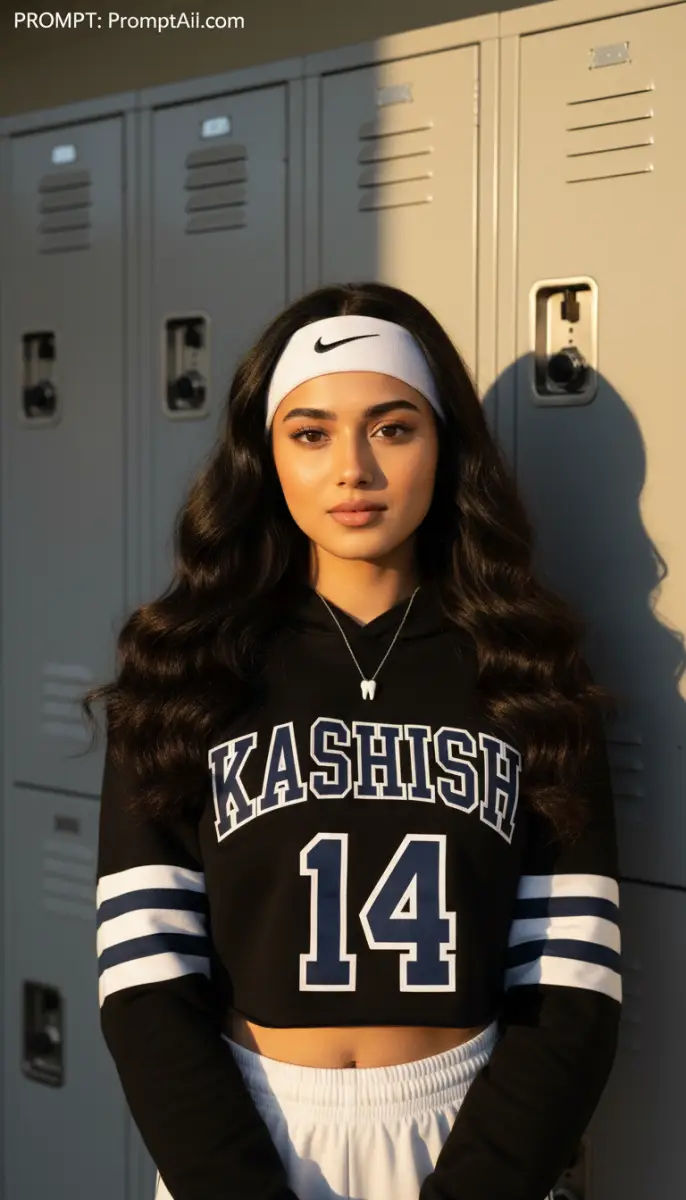 Sporty Portrait by Lockers in Golden Hour Light