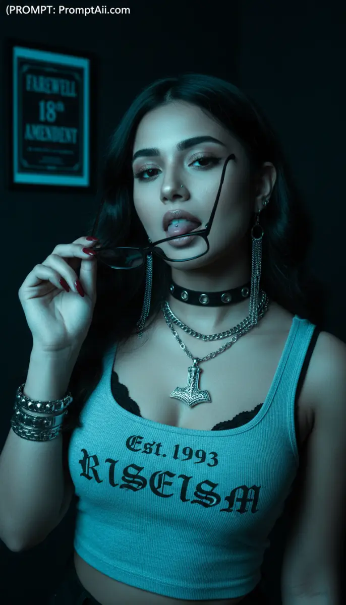 Dark Aesthetic Portrait with Mjölnir and Glasses