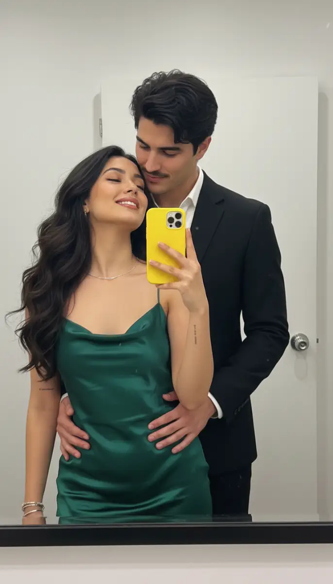 Couple's Formal Date Night Mirror Selfie