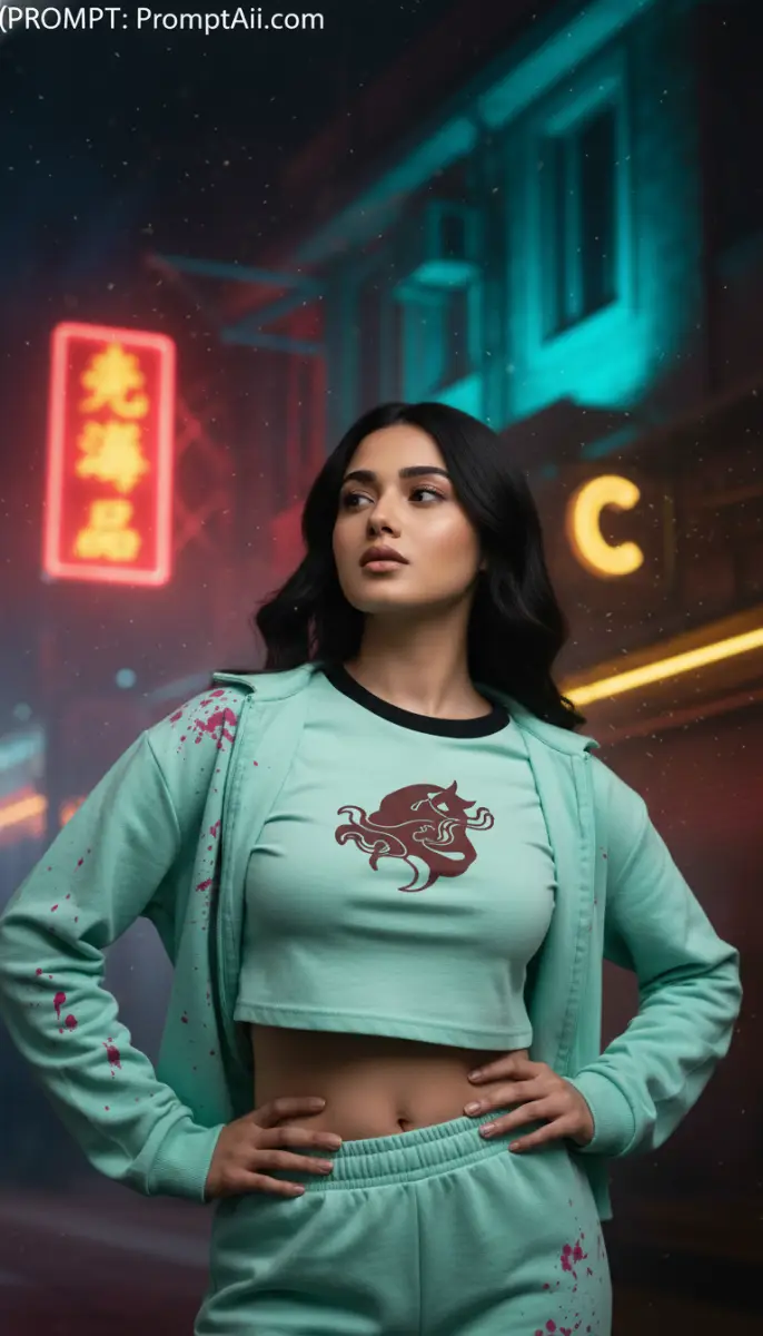 Cyberpunk Streetwear Portrait in Neon City