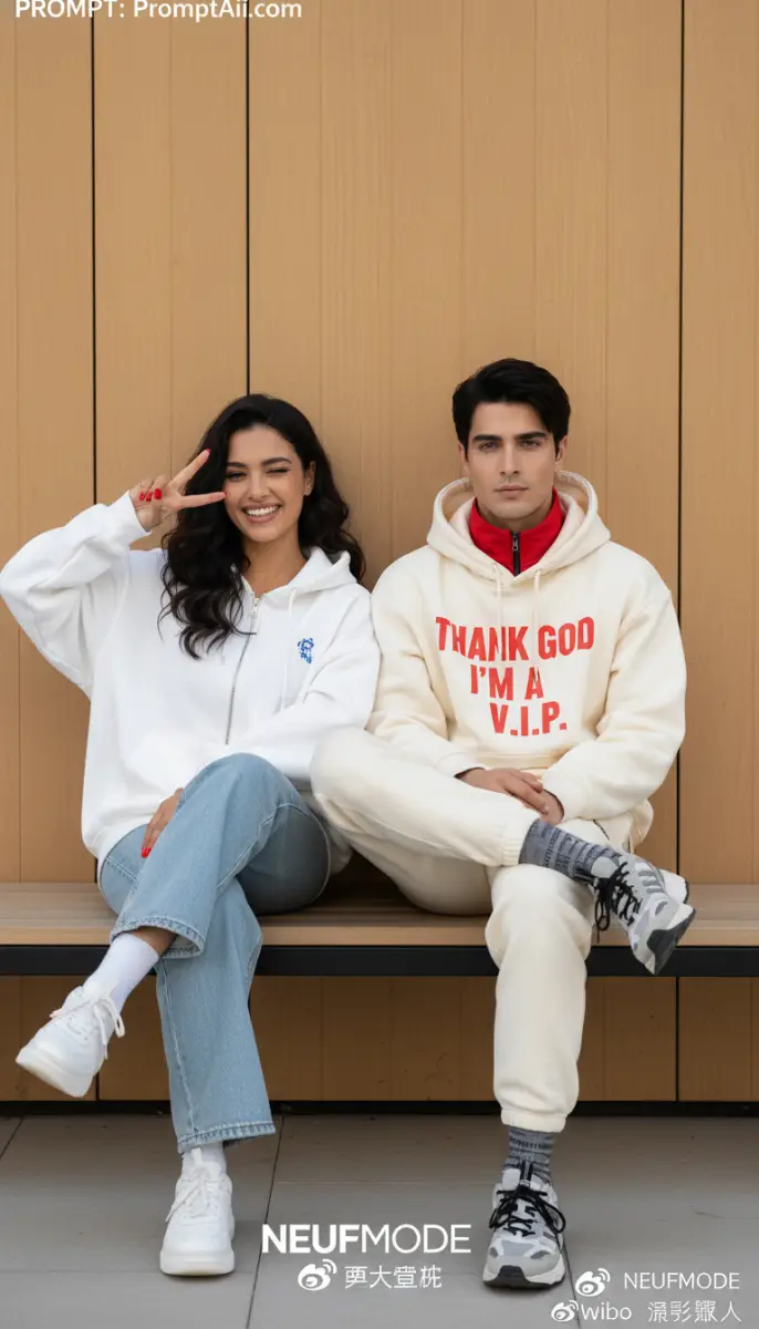 Street Style Duo in Oversized Hoodies and Sneakers