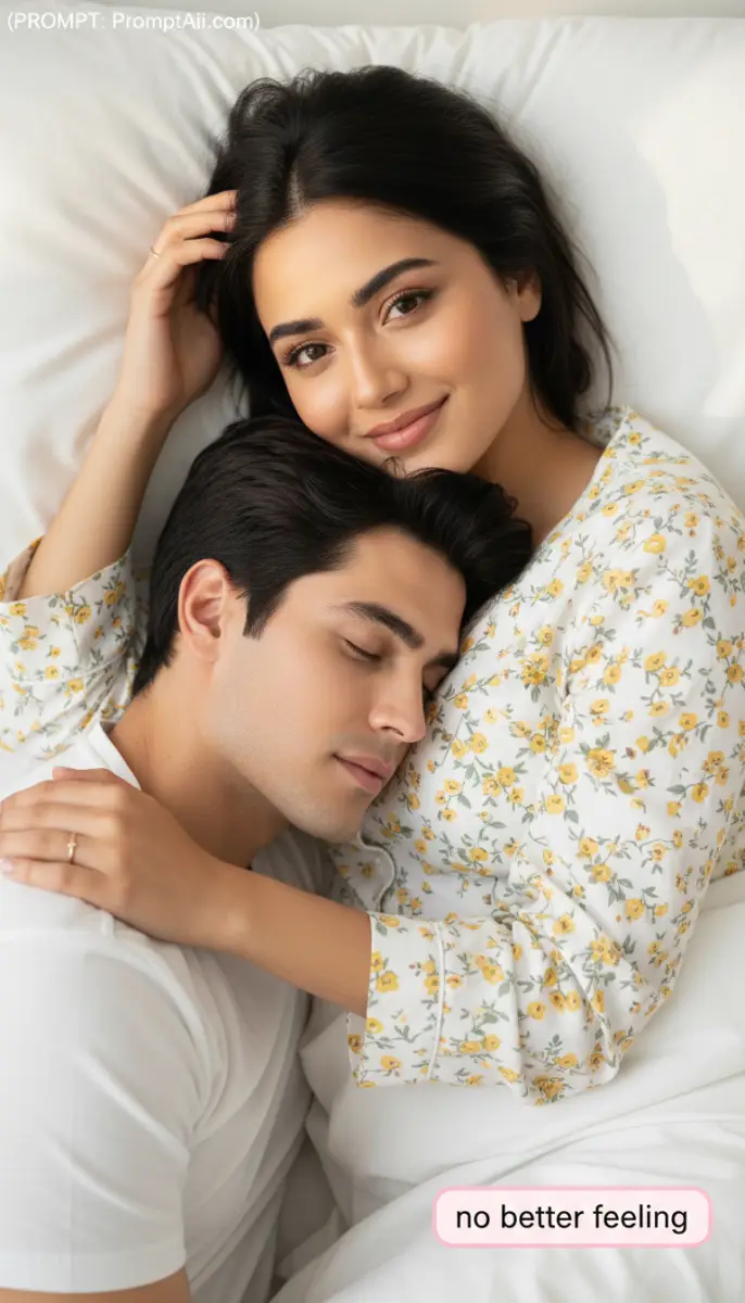 Couple Cuddling in Bed for a Cozy Morning Snuggle