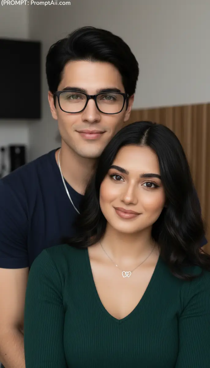 Affectionate Young Couple in Modern Portrait