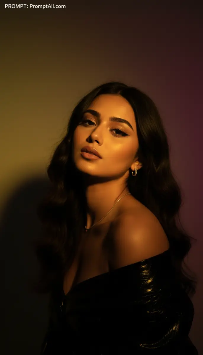 Intense Studio Portrait with Golden and Magenta Split Lighting