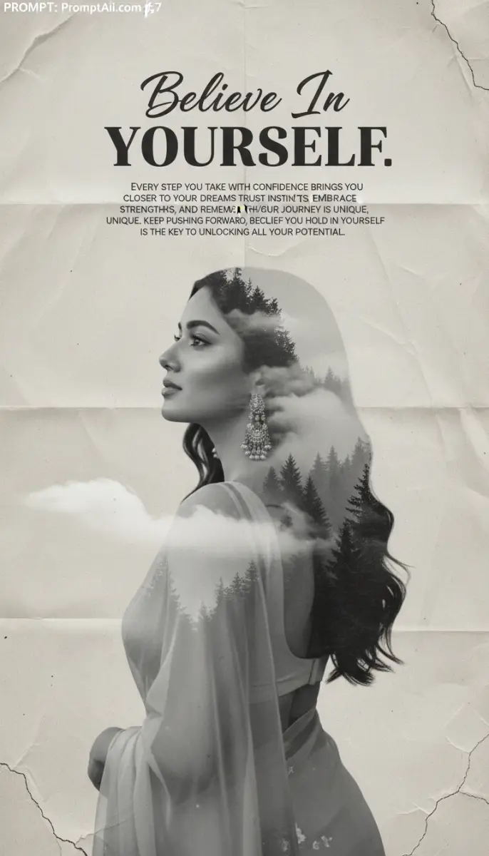 Believe In Yourself: Double Exposure Portrait Poster