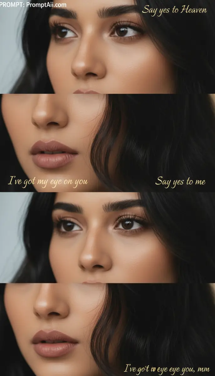 Close-up Portrait Collage with Romantic Text