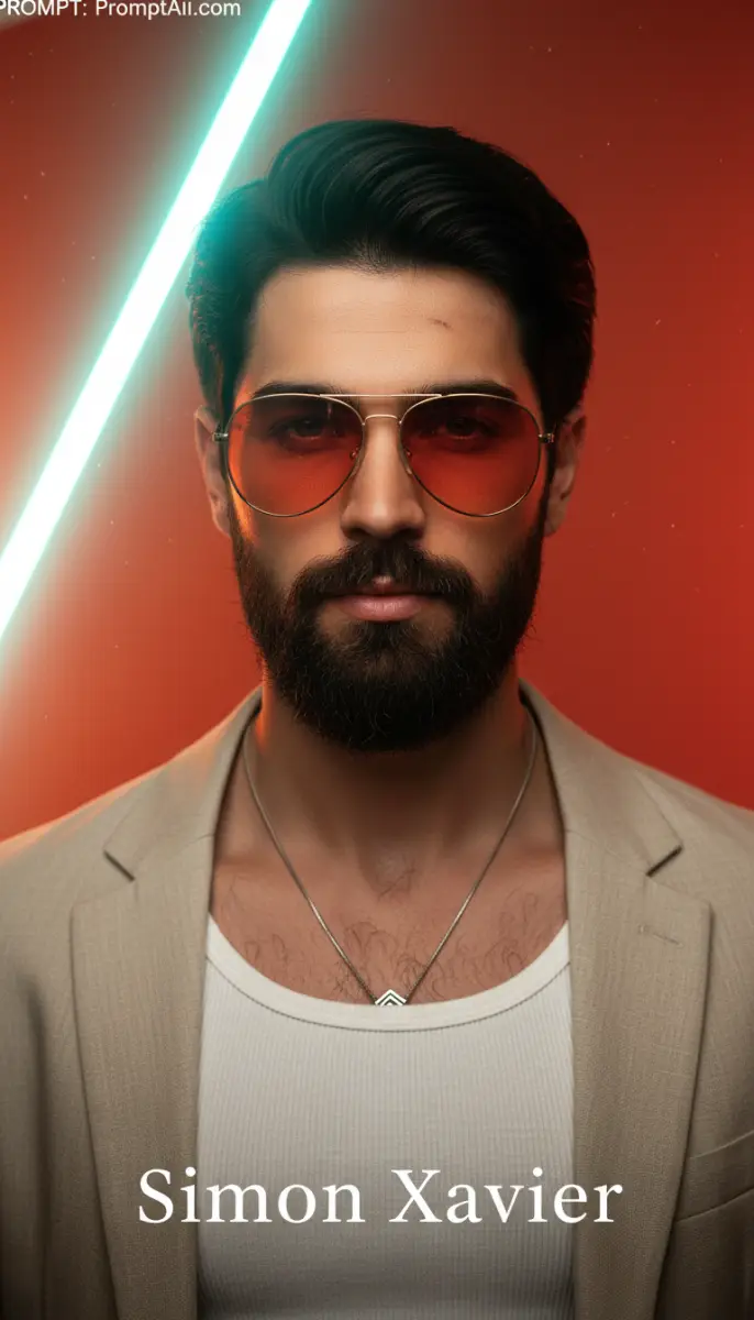 Simon Xavier in Neon Lit Portrait