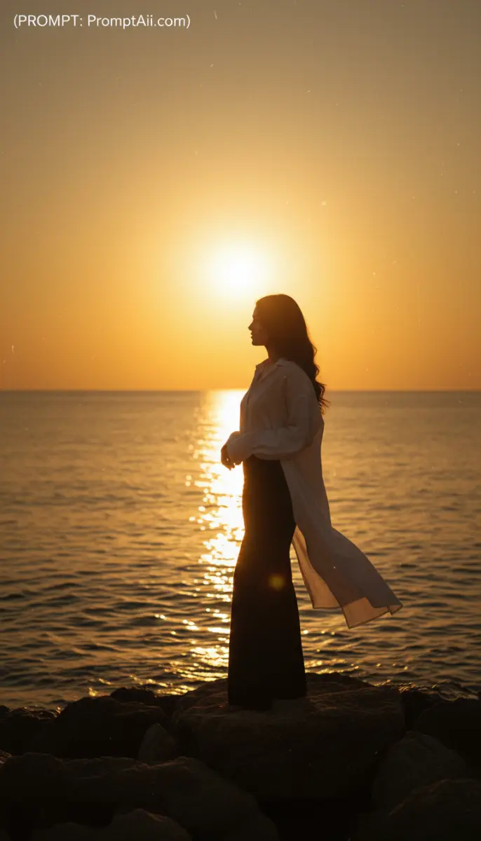 Golden Silhouette at Sunset over the Sea