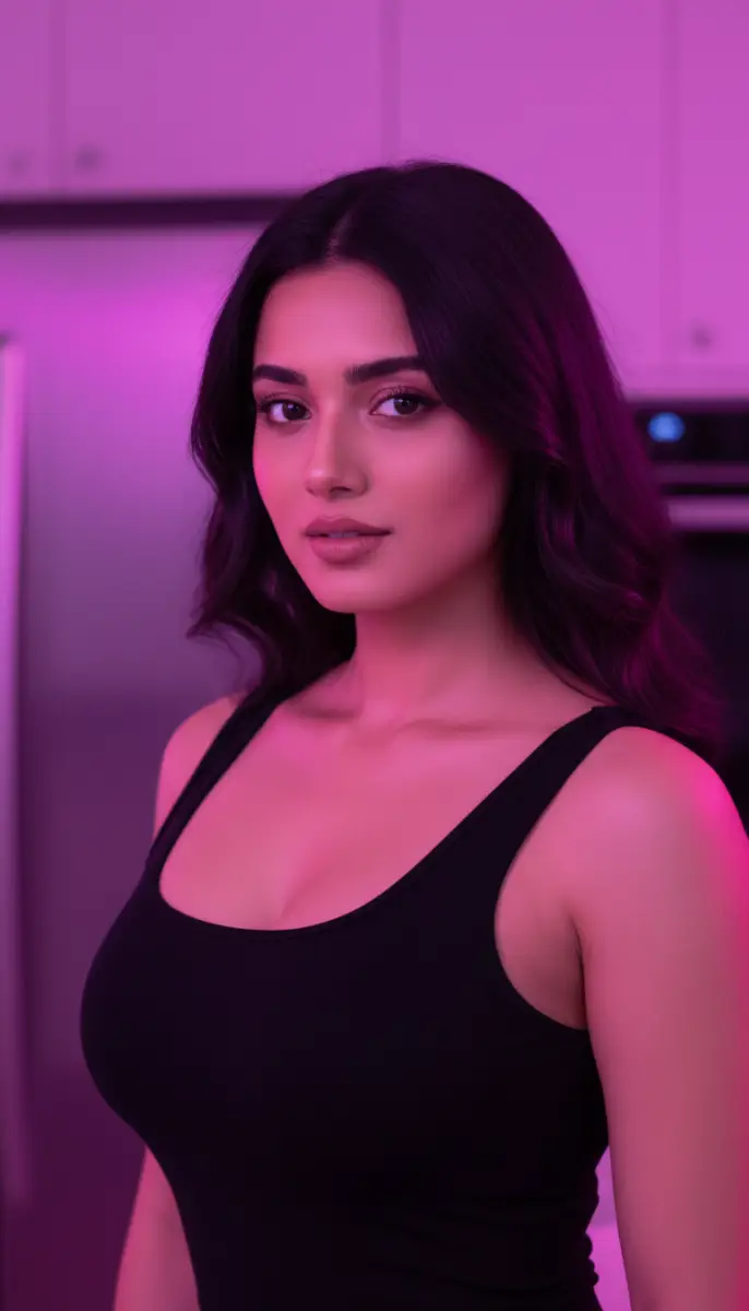 Stunning Woman in Neon Pink Light