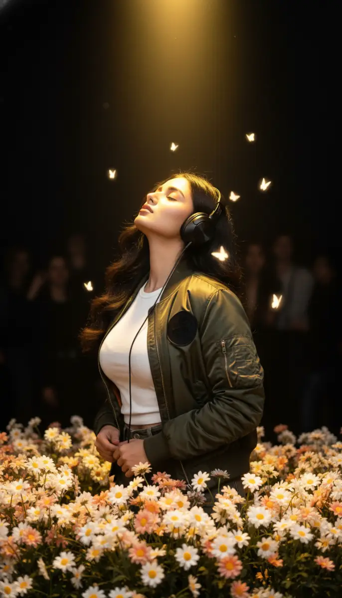 Ethereal Music Immersion in a Field of Daisies