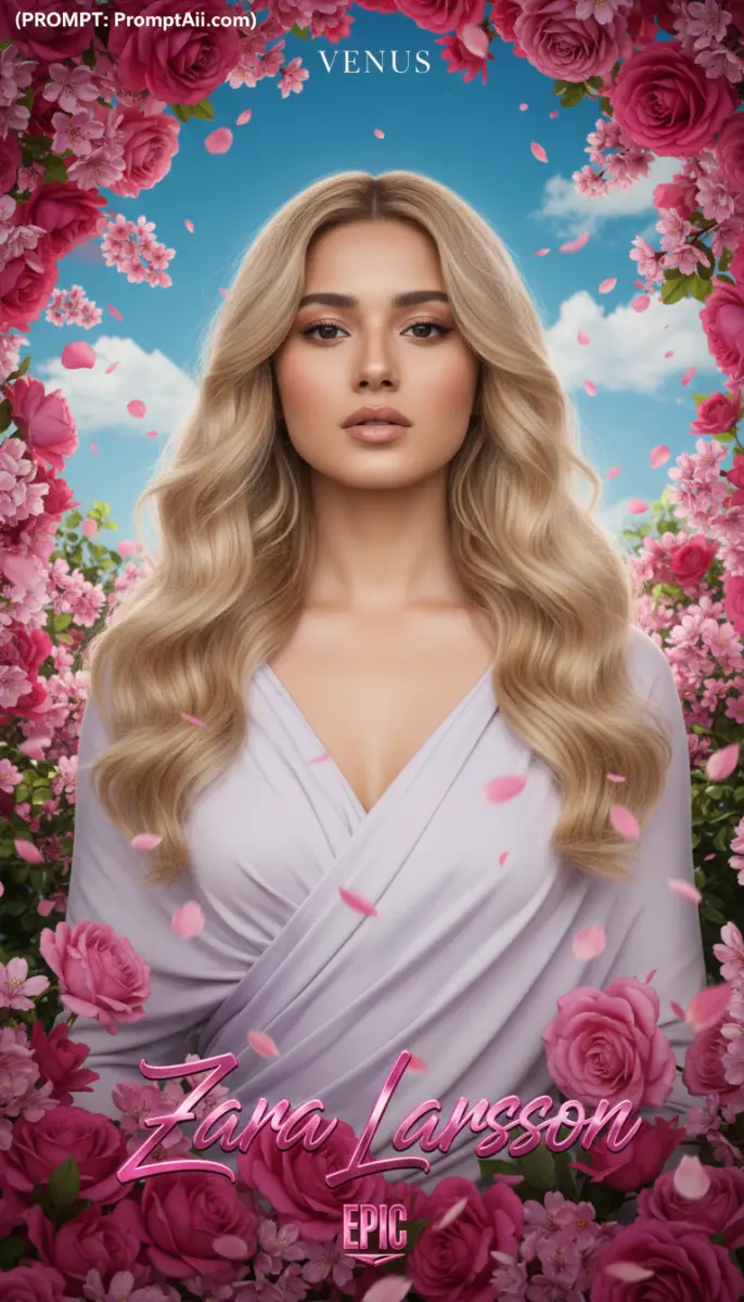 VENUS Album Art: Zara Larsson in an Ethereal Floral Frame