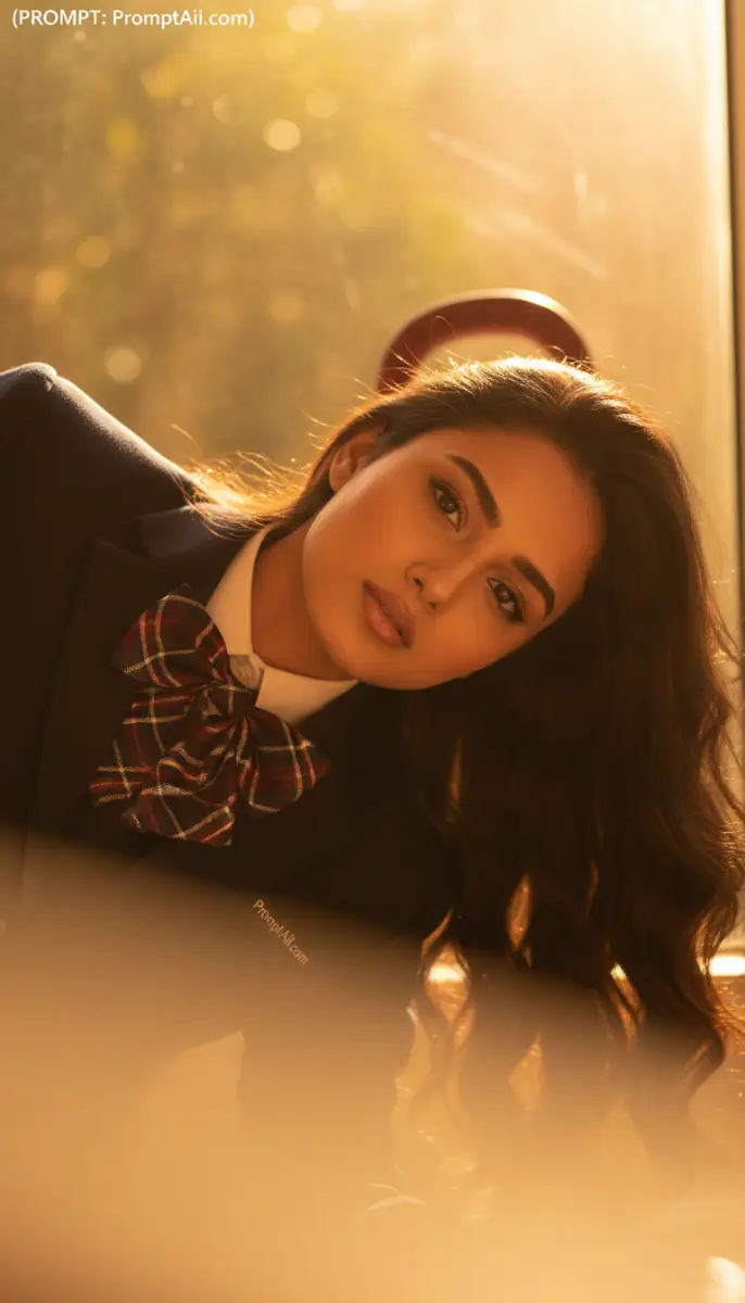Golden Hour Portrait of a Student in School Uniform