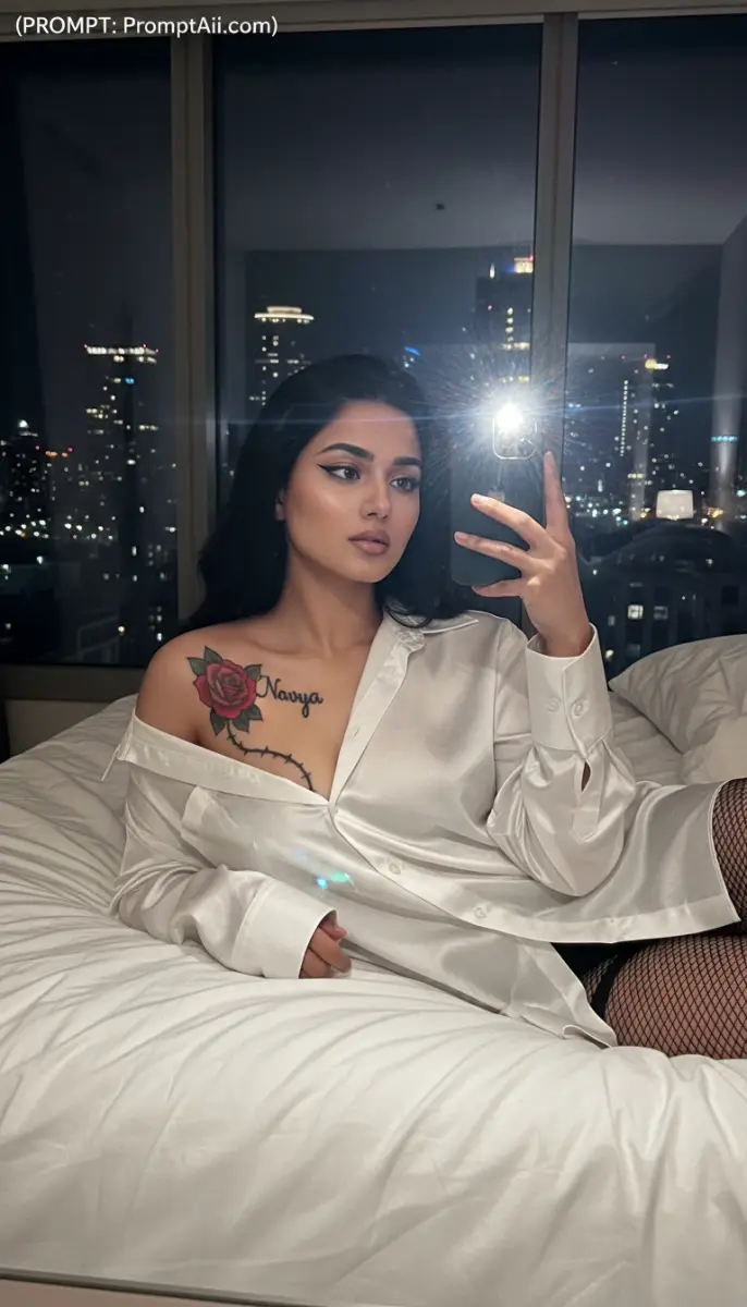 Satin Shirt Selfie Against City Lights