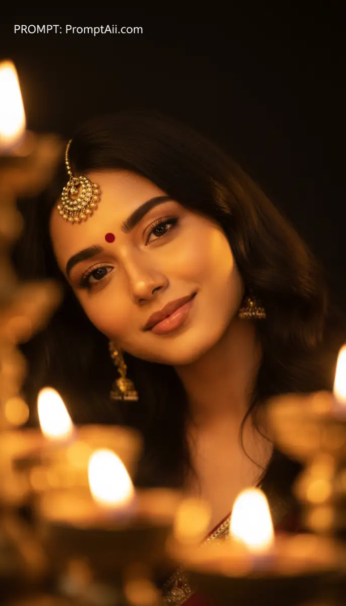 Golden Glow: Traditional Indian Portrait by Diya Light