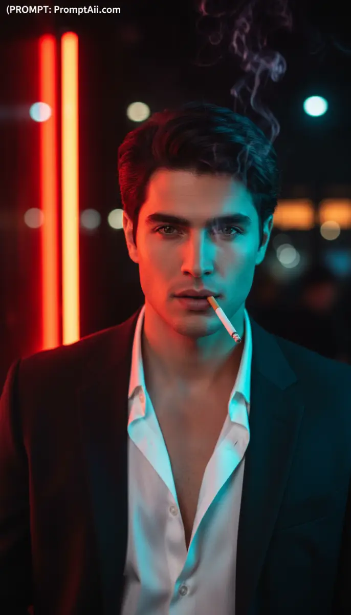 Neo-Noir Portrait in Split Neon Light