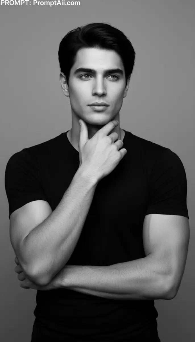 Striking Black and White Portrait of a Man Pondering