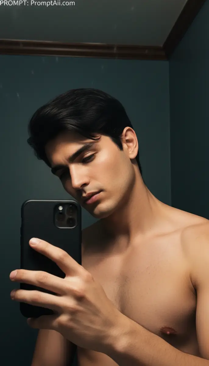 Intense Bathroom Selfie Portrait