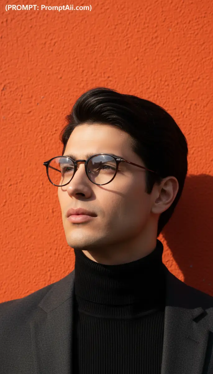 Stylish Man in Eyewear and Turtleneck