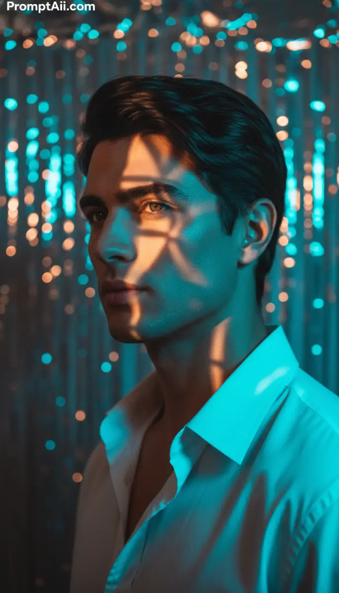 Dramatic Portrait with Cyan and Orange Light