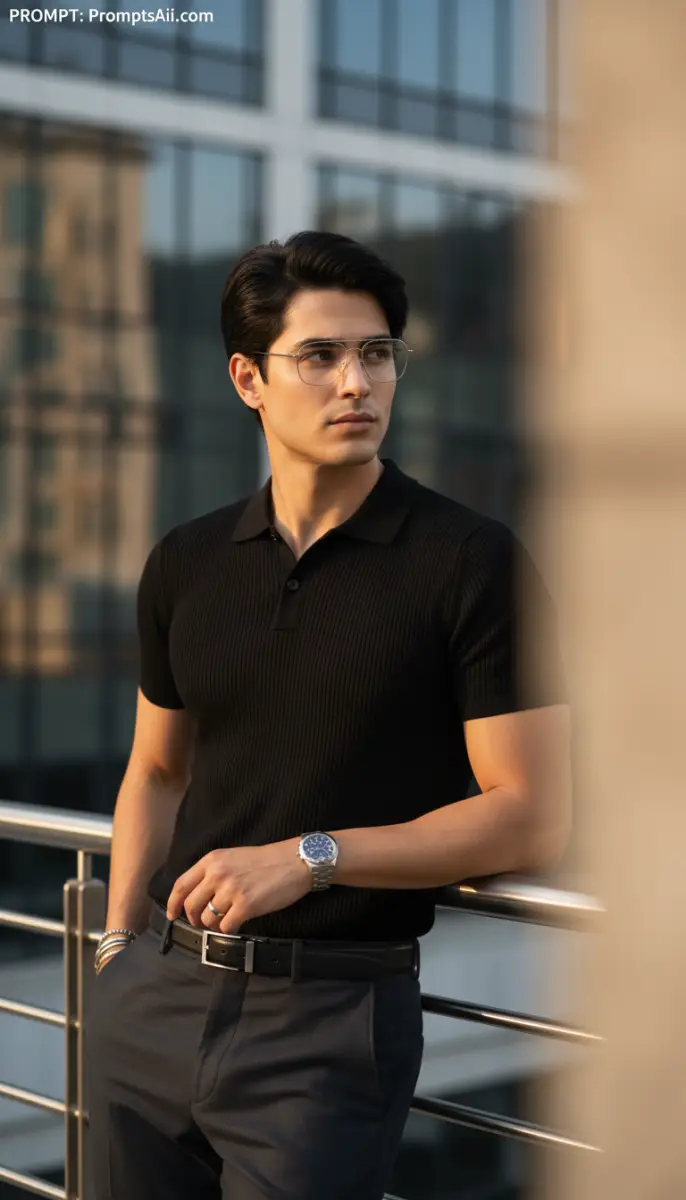 Sophisticated Business Casual Look: Man in Black Polo
