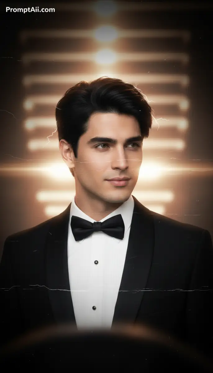 Elegant Man in Black Tie: Cinematic Portrait